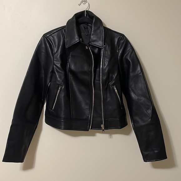 Ardene - Short Faux Leather Biker Jacket - Black - Small - Picture 4 of 5